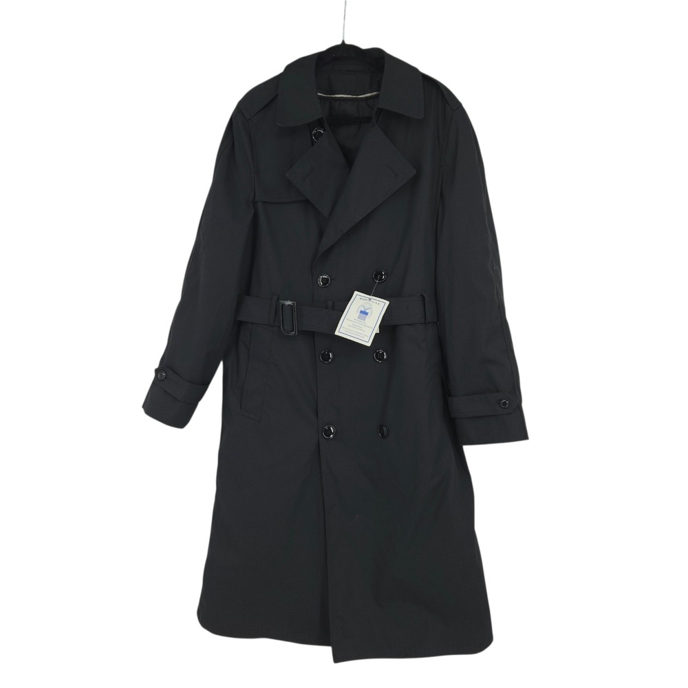 Garrison Collection Trench Coat Mens 38L Black Double Breasted Military Overcoat
